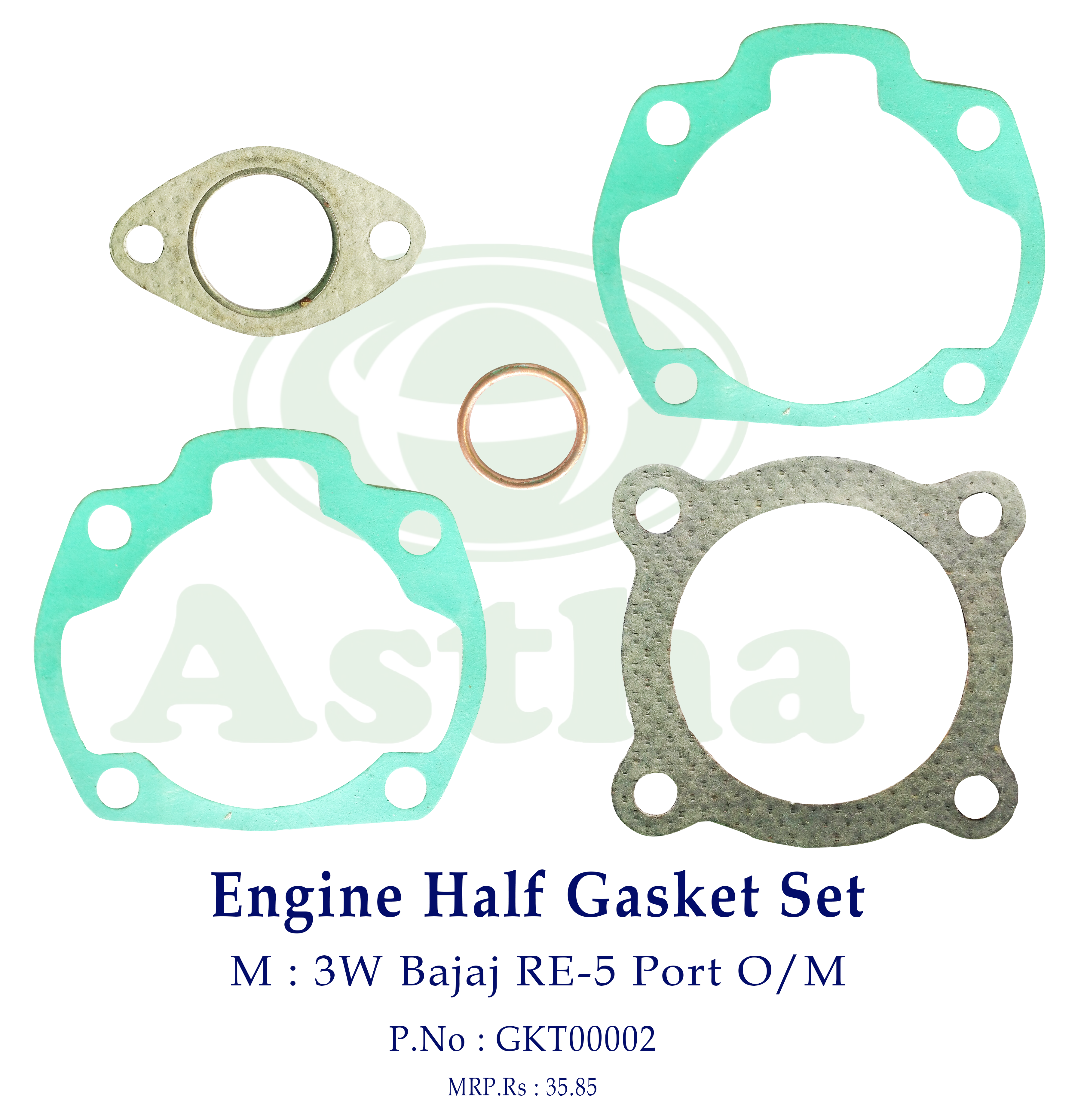 Gasket Engine Half Set 3W Bajaj RE 5-Port 2St O/M